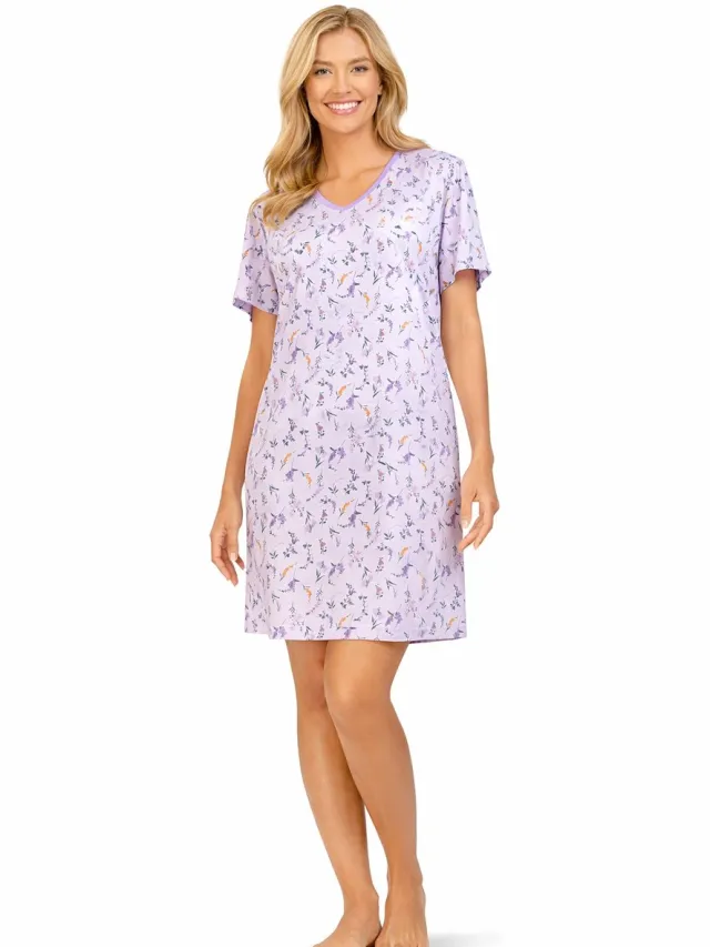 Comtessa Dames nachthemd - mauve - bloemen - katoen - zomer