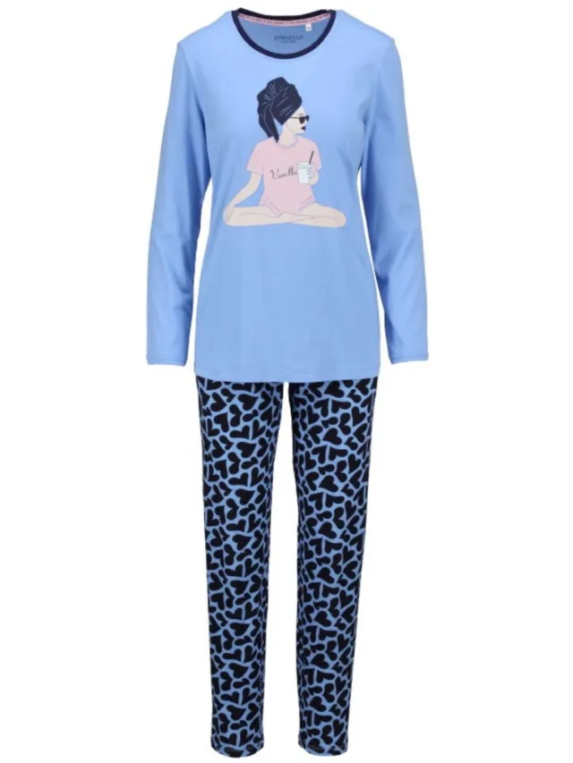 Ringella Katoenen dames pyjama lichtblauw Ringella - Blauw - Maat - 54