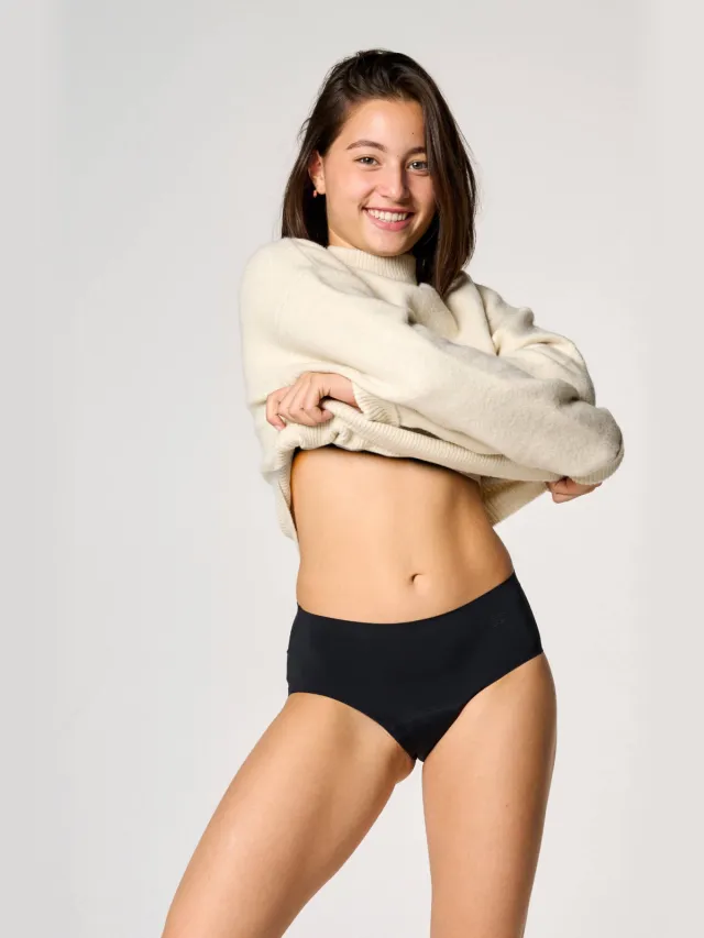Moodies Undies medium/sterk absorberende seamless menstruatieslip zwart