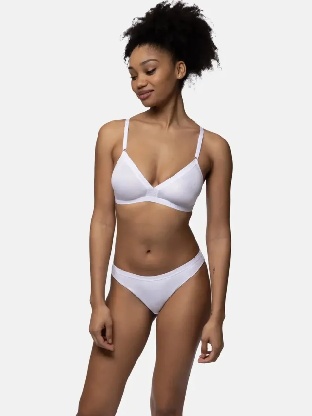 Dorina Niet voorgevormde Bh zonder beugel - Tiffany - Bralette met sluiting - Katoen - 85D - Wit