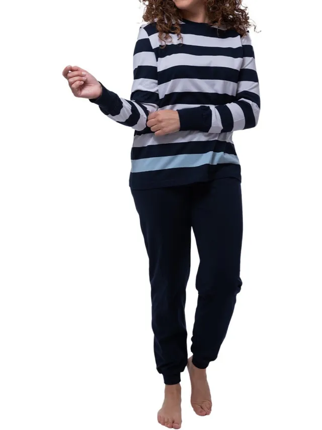 Ammann Dames pyjama Night & Home blauw