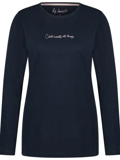 By Louise Dames pyjama set lang donkerblauw gestreept veelkleurig, foto 2