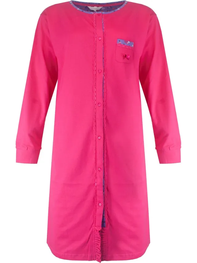 Tenderness Dames Nachthemd - Doorknoop - Donker Roze