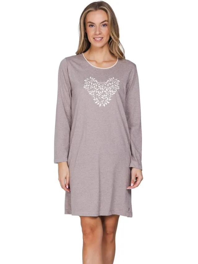 Pastunette nachthemd beige wit beige/wit