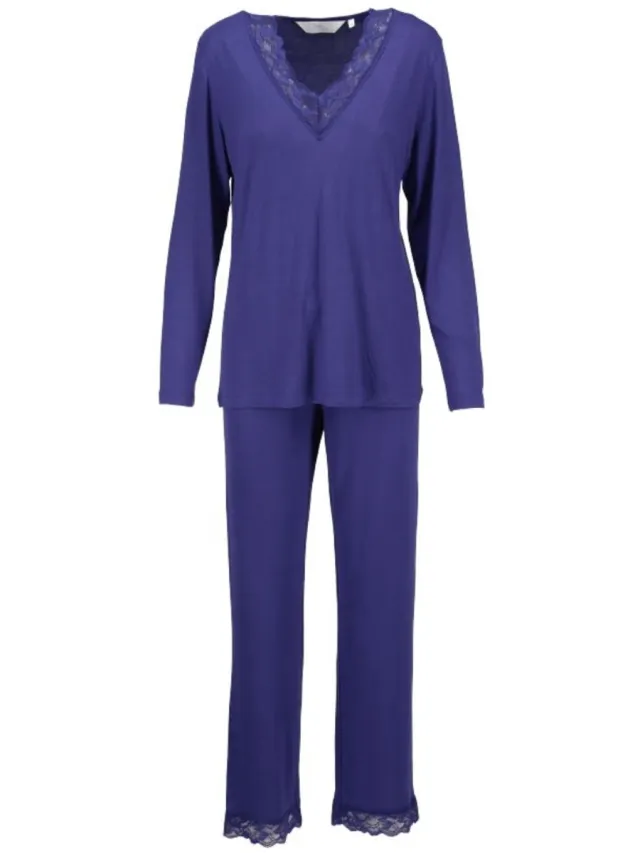 Ringella Katoenen dames pyjama royalblauw Ringella - Blauw - Maat - 48