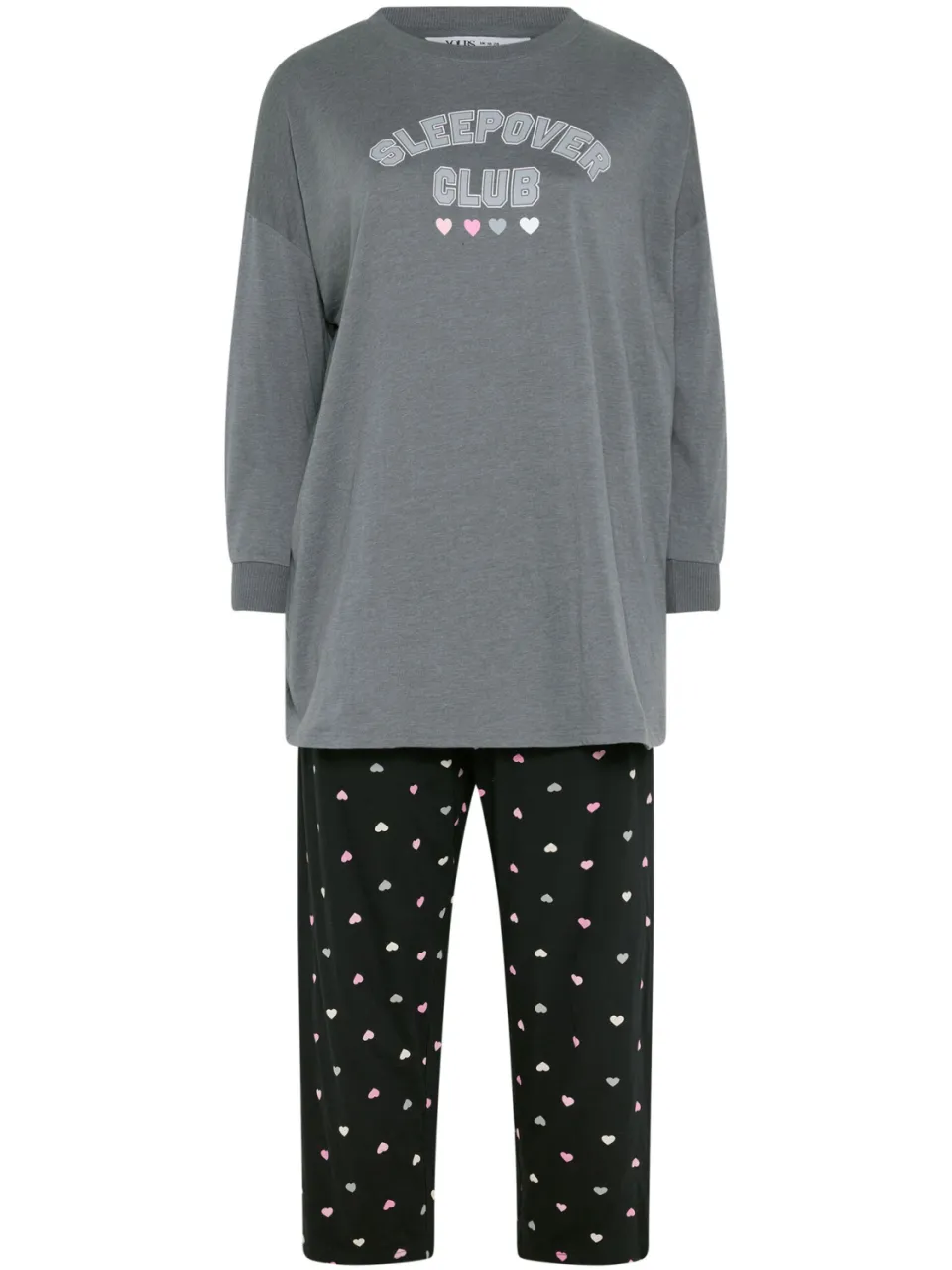 Yours Grey 'Sleepover Club' Pyjamaset Met Wijde Pijpen-52, foto 4
