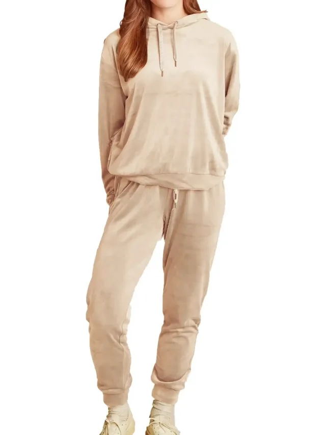 Apollo dames huispak Fleece - Loungeset - Beige