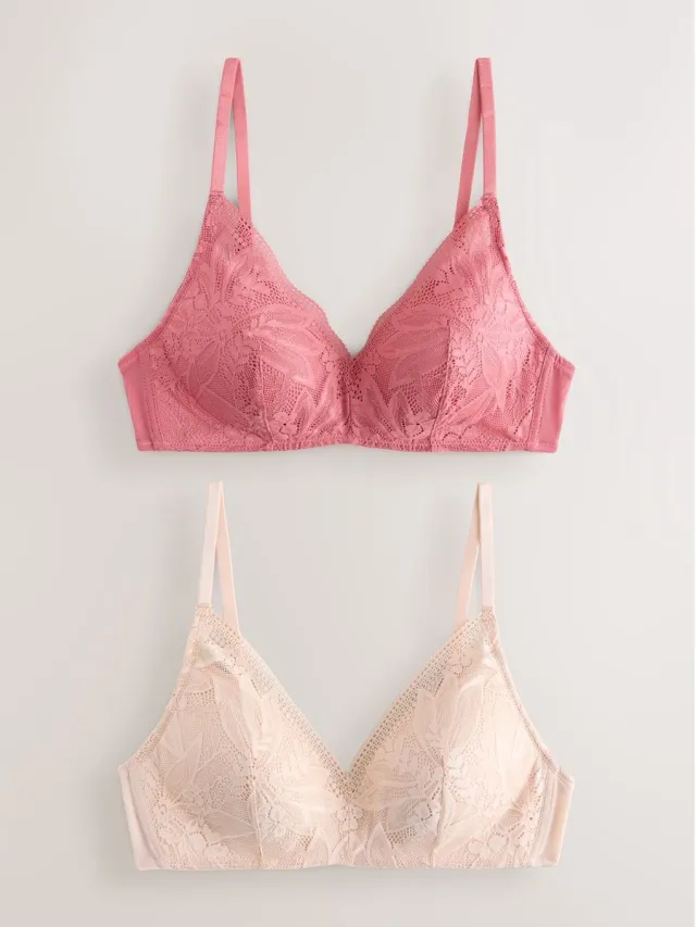 Next Dames - Set van 2 Ultimate Comfort beha's met kant en vullingen en zonder beugel - Roze Rose/Pink