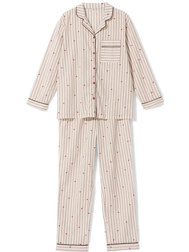 HEMA Damespyjama oversized fit strepen creme (creme)