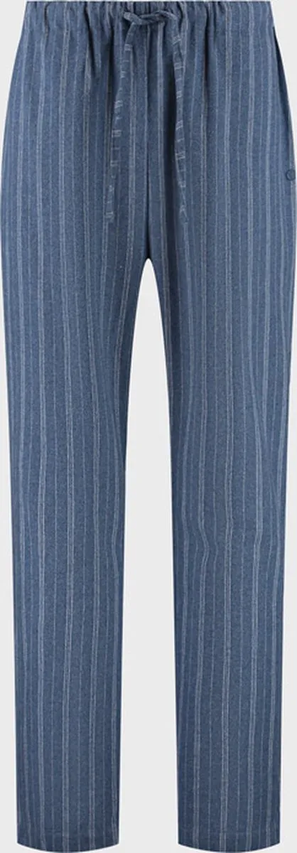 Yumeko pyjamabroek heren flanel denim blauw/wit stripe xl Denim Blue-White Stripe