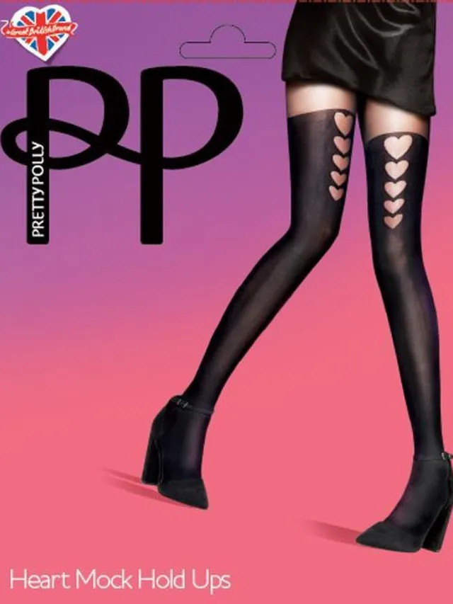 Pretty Polly Panty - Fashion - Heart Mock - Hold Up Panty - One Size - 36/42 - Zwart