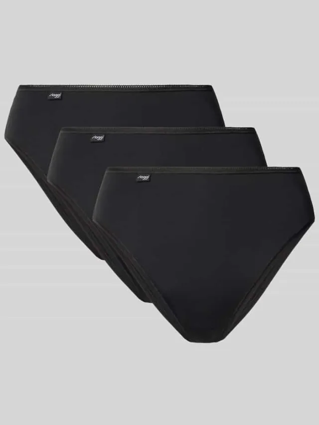 Sloggi Slip met labeldetail in set van 3 Zwart