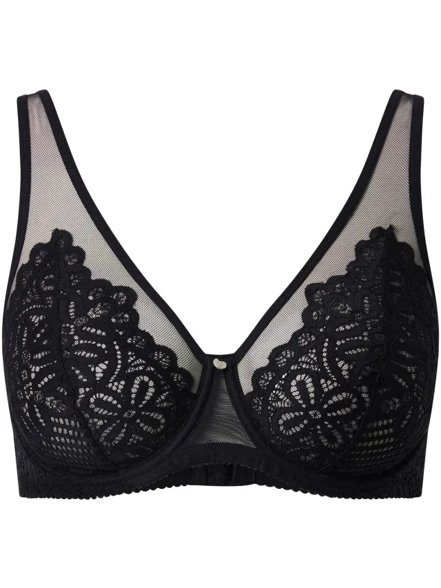 TruYou Dames - Beugel BH kant mesh bandjes - Zwart