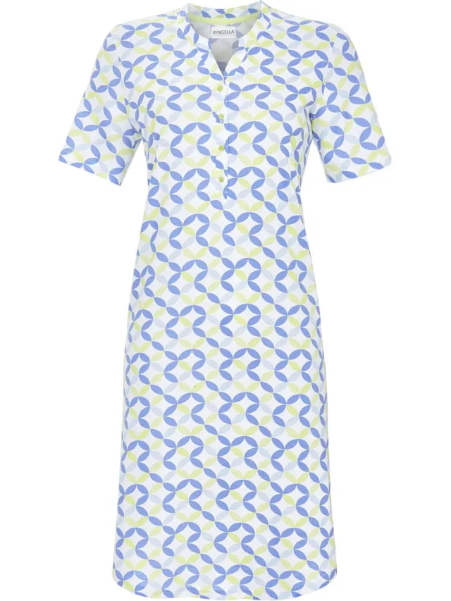 Ringella nachthemd grafisch blauw - Blauw - Maat - 38