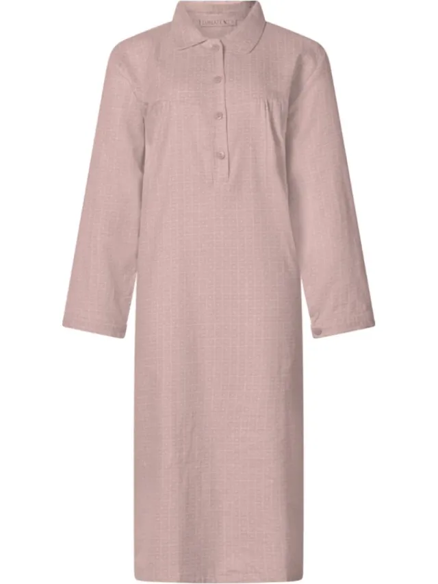 Lunatex dames nachthemd flanel - Glass - roze