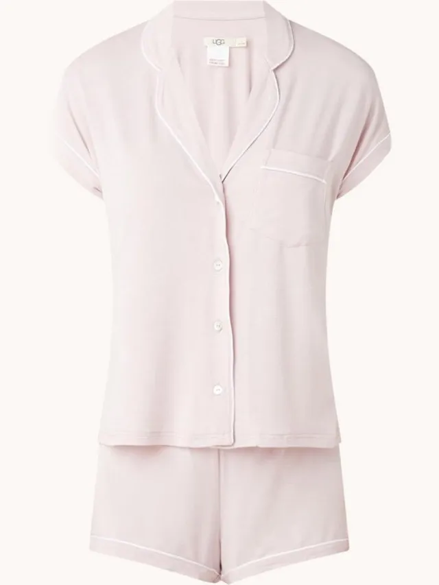 Ugg Amelia pyjamaset met contrastbies - Oud Roze