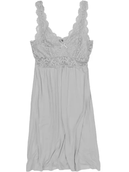 By Louise Slipdress dames negligé met kant grijs, foto 2