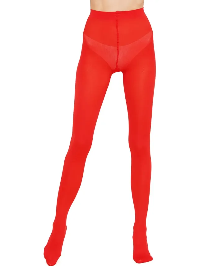 Giulia Panty - Samba 40 - Opaque - Microvezel - 3D - Extreem zacht - Dikke Panty - 40 Den - XLarge - Aurora Red