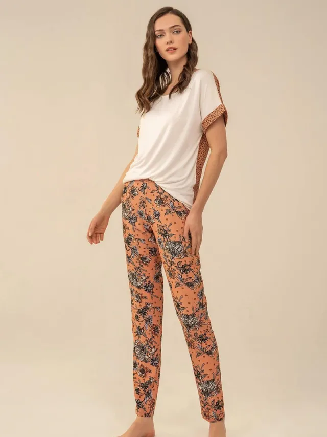 Feyza Dames Pyjama Set, Korte Mouwen Wit
