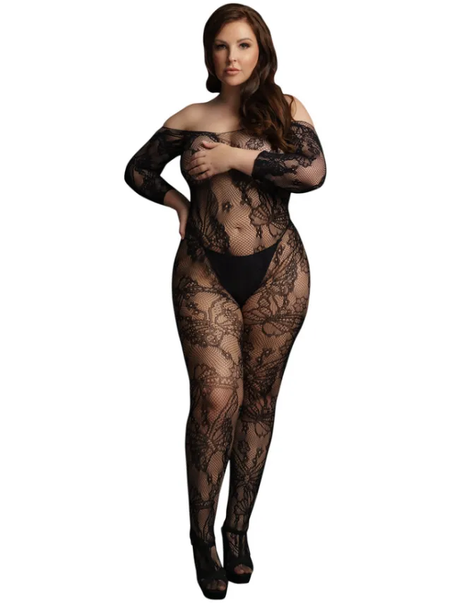 Le Désir by Shots Kanten Mouwen Bodystocking - Plus Size