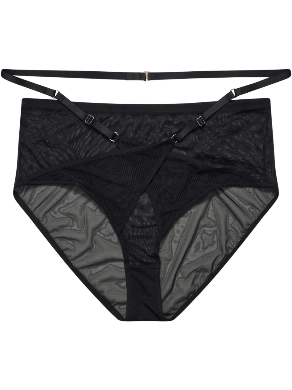 Playful Promises Mesh Slip Met Hog Taille En Detail Van Bandje In Zwart, foto 3