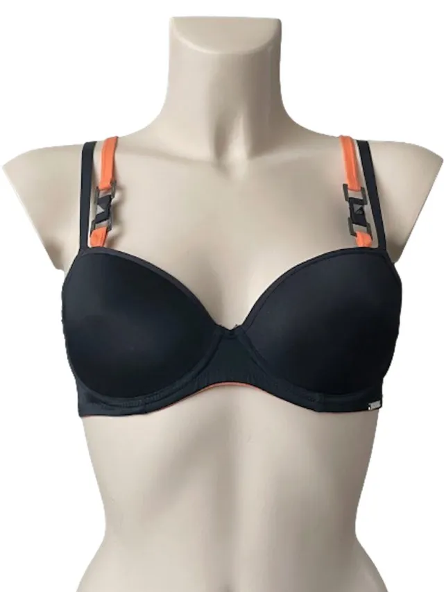 Sapph Messing - BH - zwart met oranje bandjes