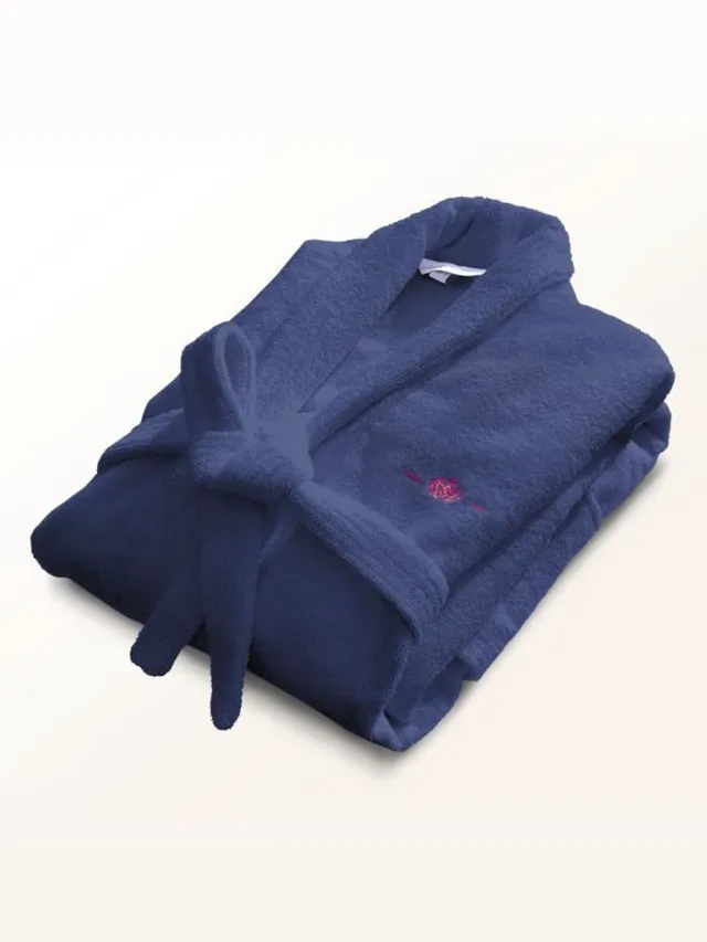 LE TEMPS D'UN BAIN Badjas - BADTIJD - 100% katoen 500 g/m² - Zacht, absorberend, unisex - Blauw