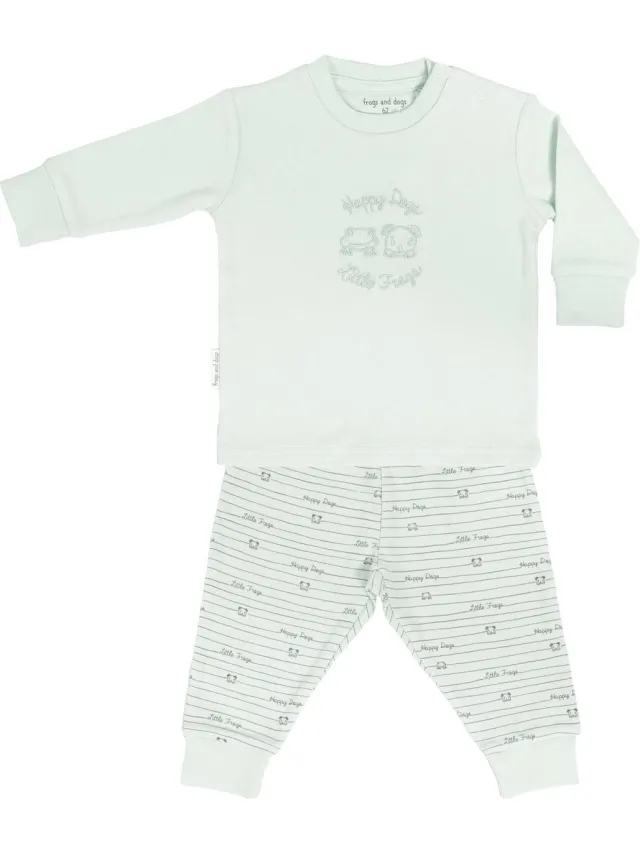 Frogs and Dogs Pyjama Geborduurd | Groen