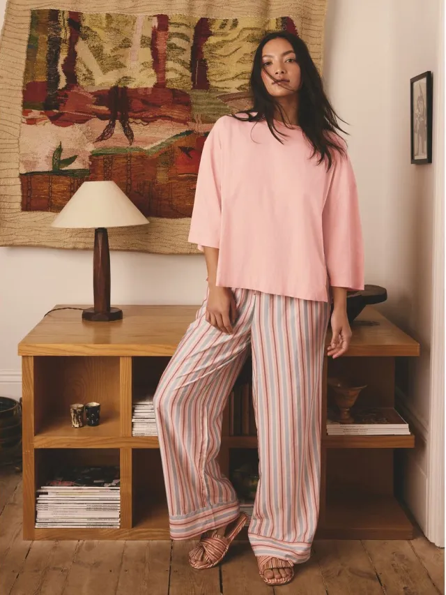 Next Dames - Pyjama met korte mouwen - Tall - Roze Coral Pink Stripe