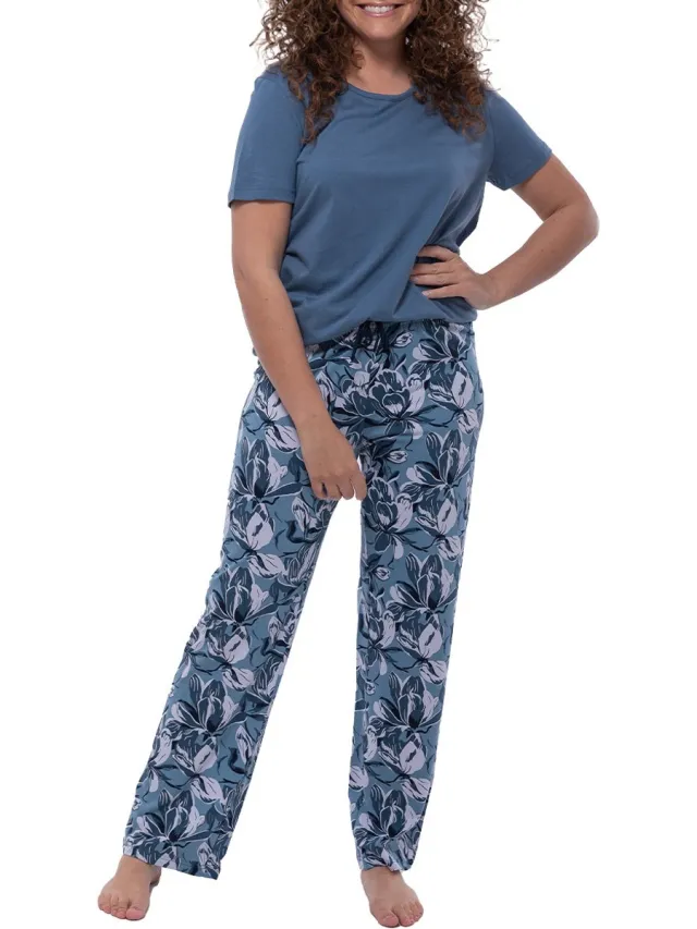 Ammann Dames pyjama Night & Home blauw