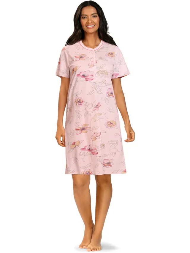 Comtessa Dames Nachthemd 'Flowers Dreaming' Roze