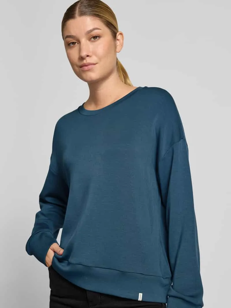 Schiesser Sweatshirt met ronde hals en labeldetail blauw, foto 4