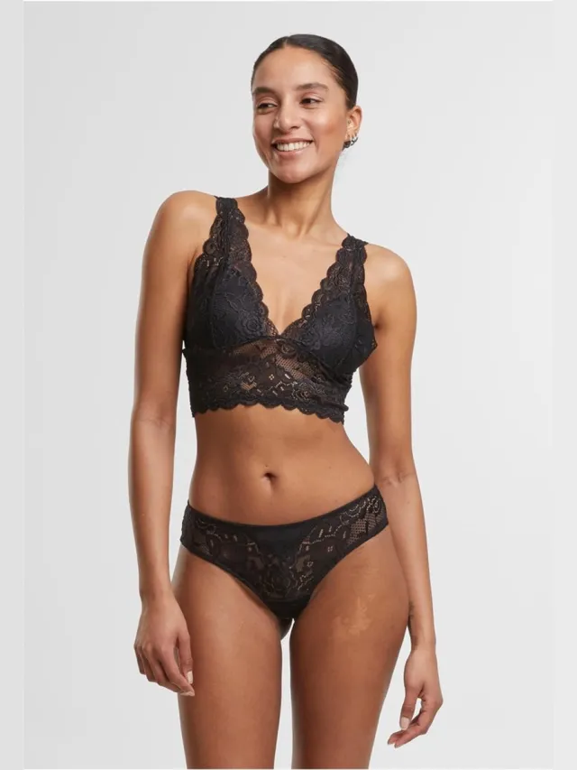 Urban Classics Allover Lace Padded BH - XS - Zwart