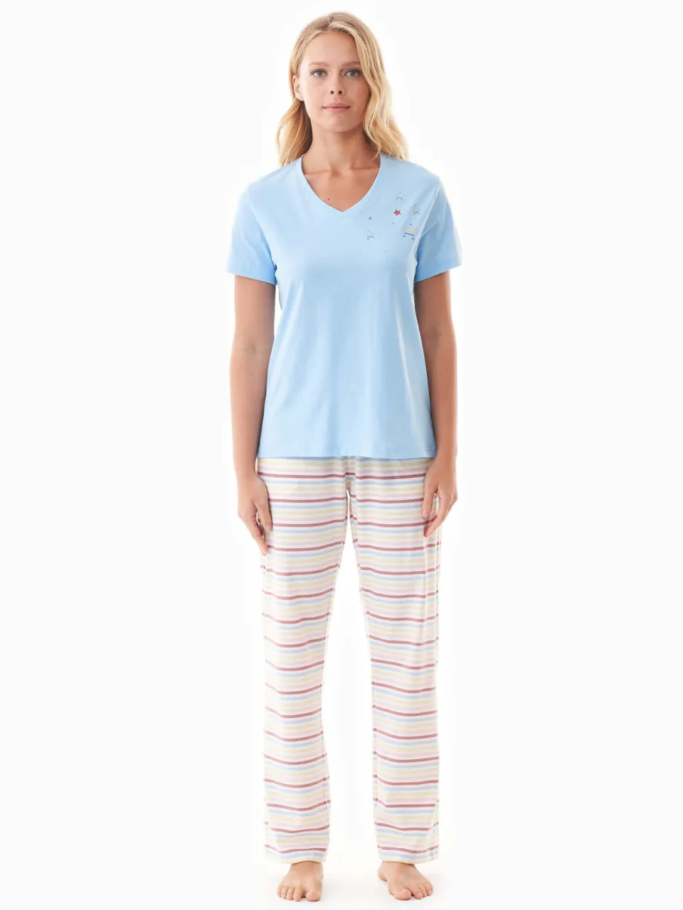 ORGANICATION dames vegan Pyjamaset Trinnity Lichtblauw, foto 2