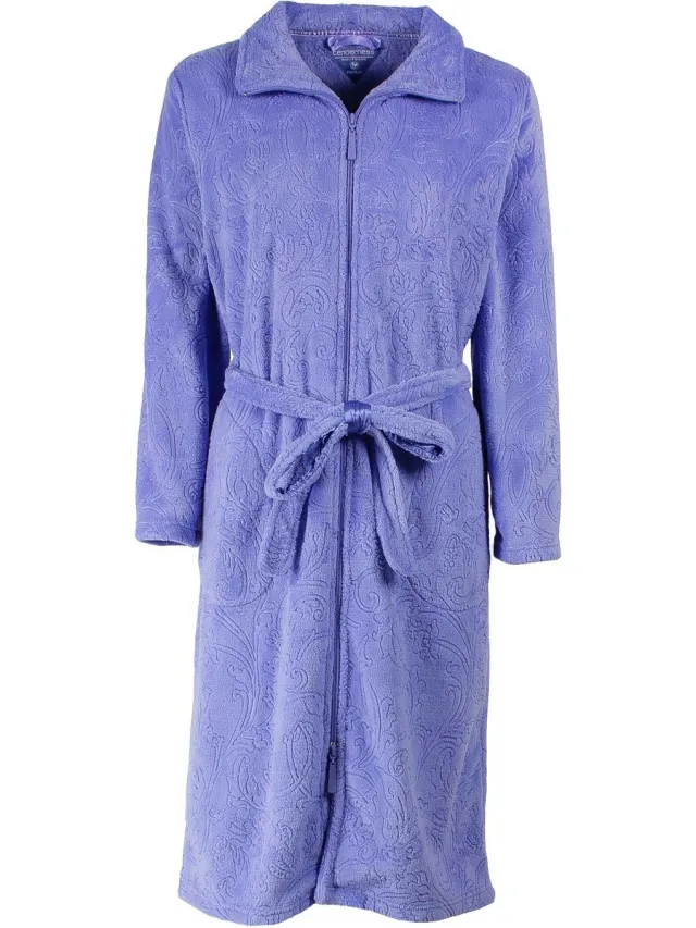 Tenderness Dames Badjas - Fleece - Rits - Blue Blauw