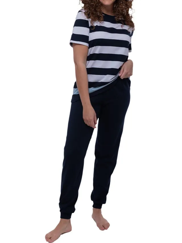 Ammann Dames pyjama Night & Home blauw