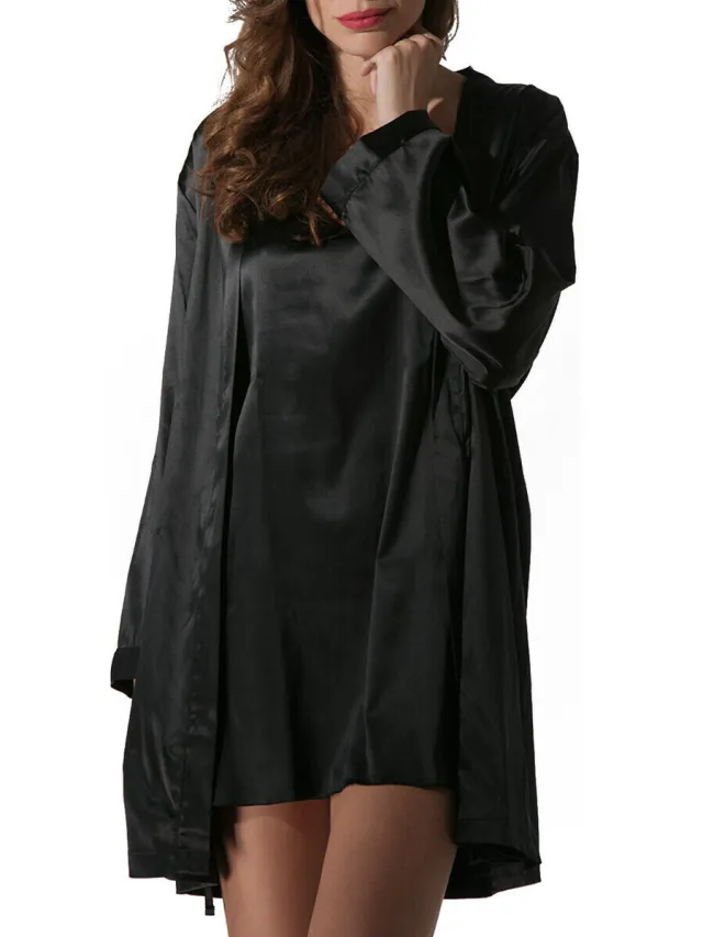 Luna Splendida Prestige satin kimono zwart