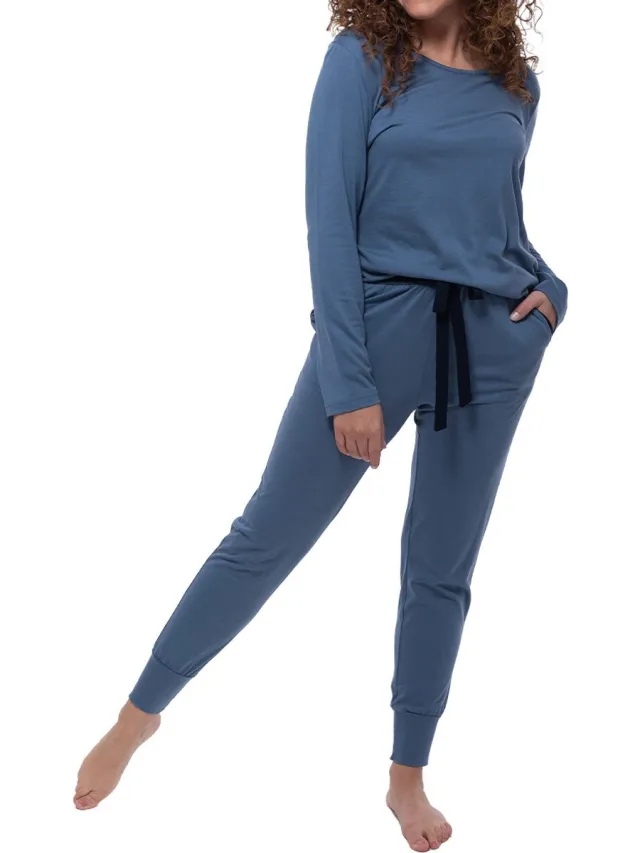 Ammann Dames pyjama Night & Home blauw