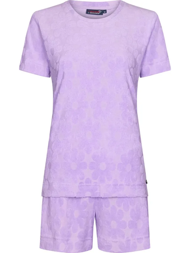 Rebelle Dames Shortama Wild flower - Paars - Katoen/Polyester - Badstof