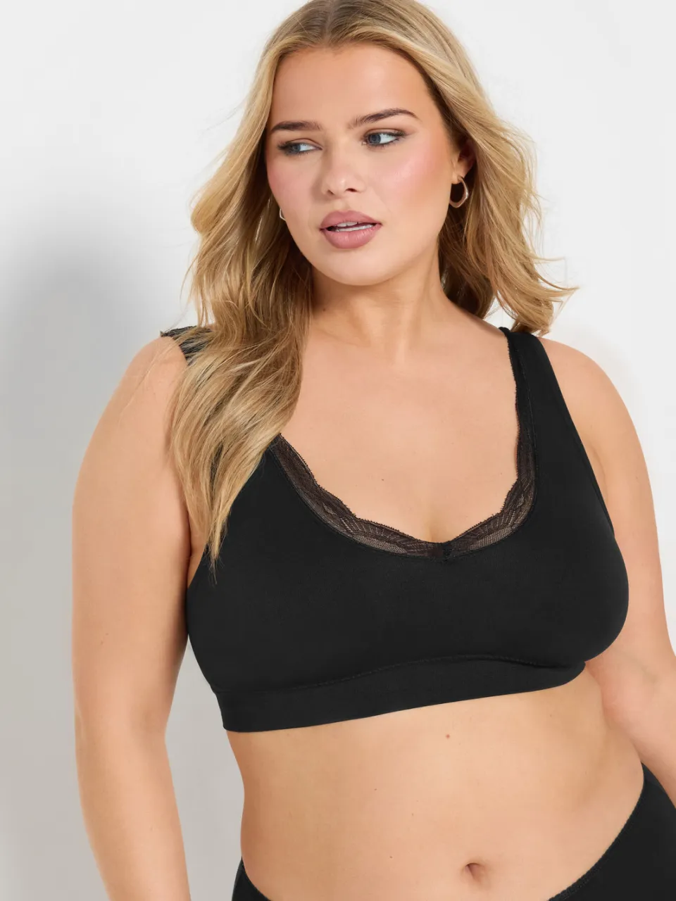 Yours 2 Pack Bralettes Met Kanten Rand In Zwart/Wit-64, foto 3