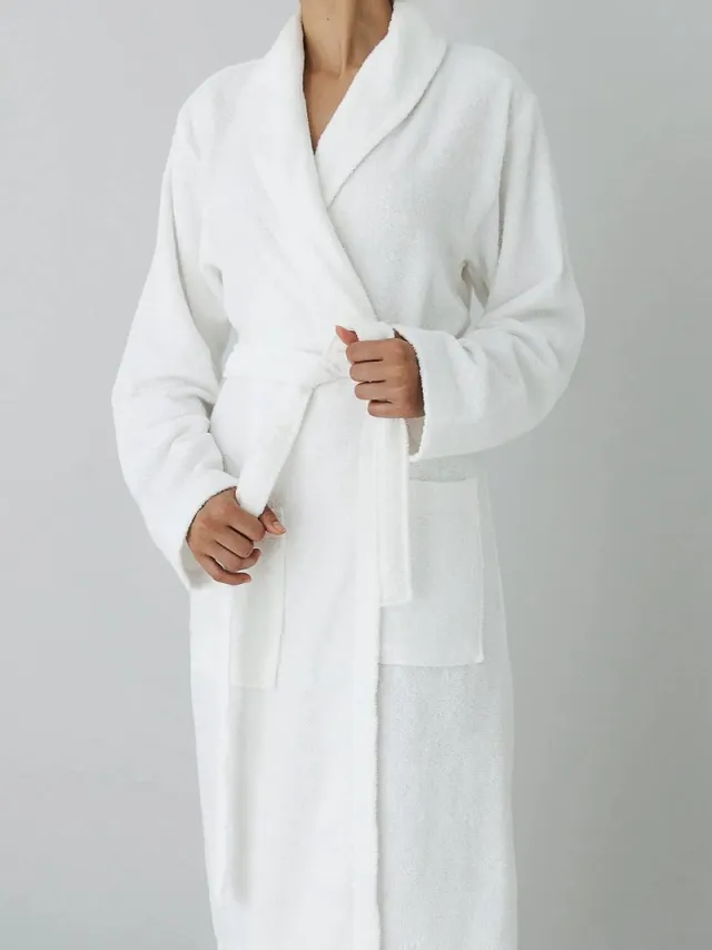 De Linde Home Badjas - De Linde Home - Unisex Badjas - 100% Katoen Badjas - Wit - Ochtendjas - Sjaalkraag - Badjas dames - Badjas heren - Badjas dames en heren
