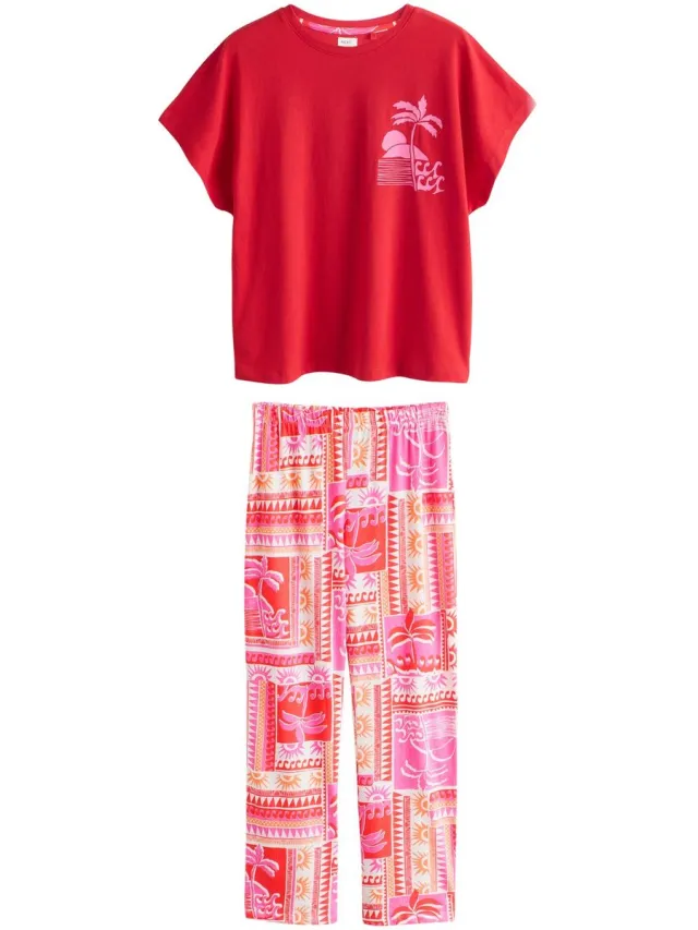 Next Dames - Pyjama met korte mouwen - Rood Red Palm
