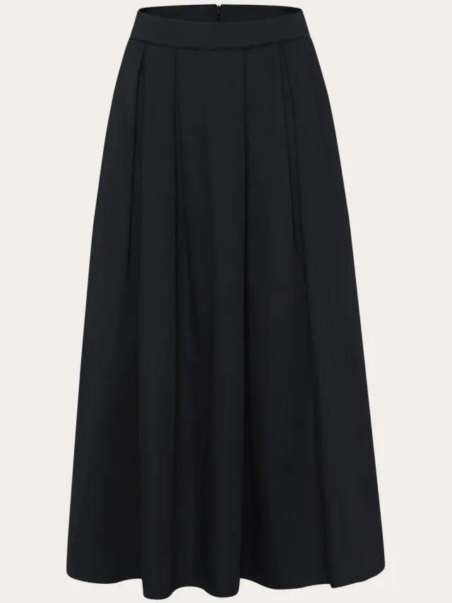 KnowledgeCotton Apparel dames vegan Rok Satin Pleat Gitzwart