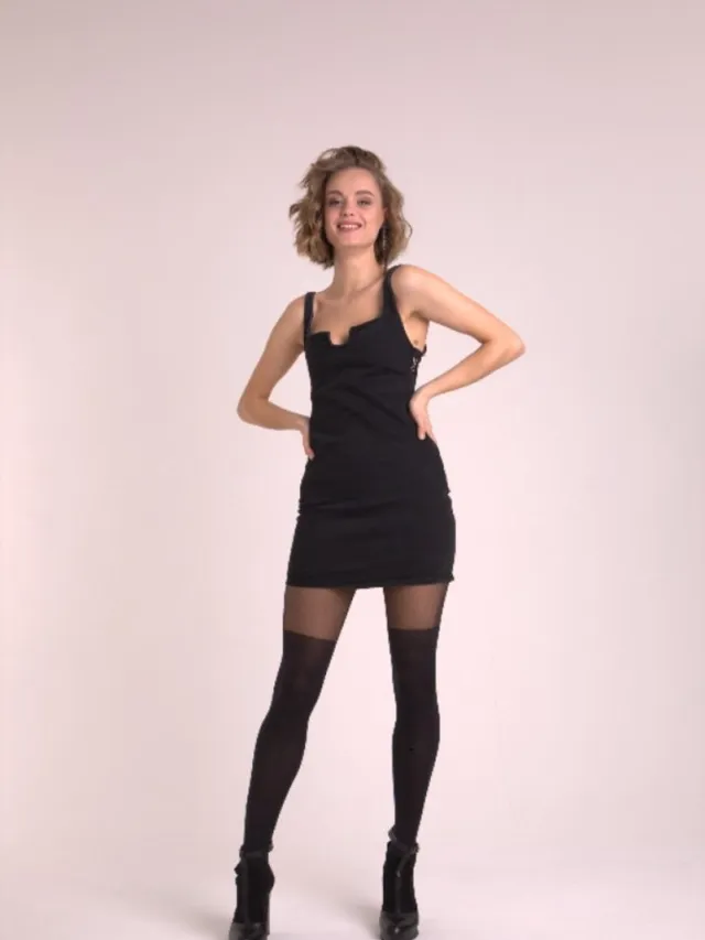 Giulia Pari 60 – Over knee 60/40 denier – Fashion panty – Zwart - Medium