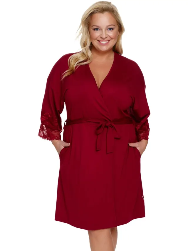Doctor Nap Badjas Dames Kamerjas Viscose Burgundy Red SWW.7261 46 / Bordeaux