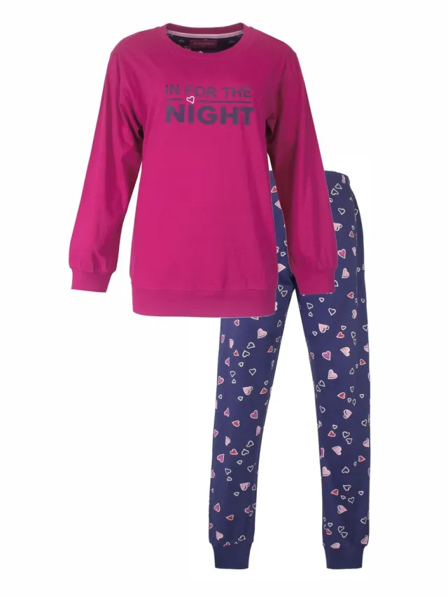 Irresistible Dames Pyjama - Roze longsleeve - Hartjes - Fuchsia