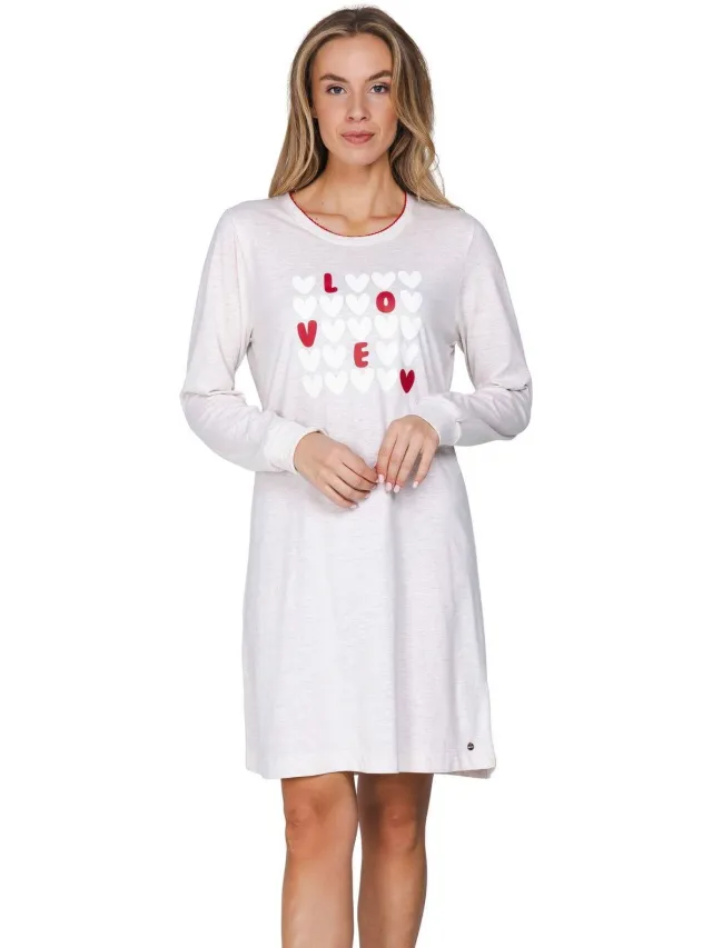 Rebelle Endless Love nachthemd lichtbeige Lichtbeige/wit/rood