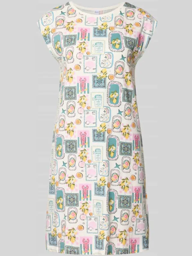 SKINY Nachtjapon van modalmix in all-over look Offwhite
