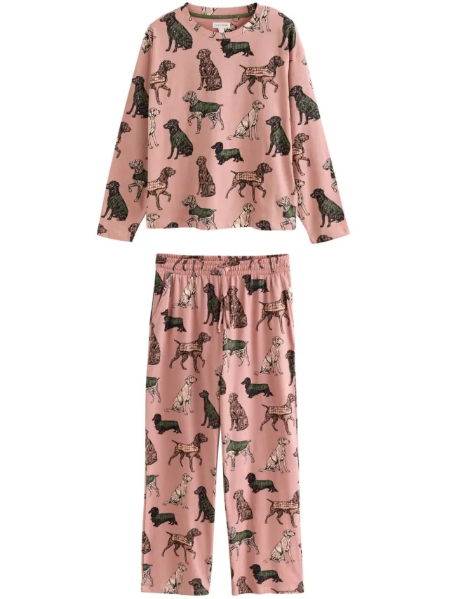 Next Dames - Pyjama met lange mouwen - Roze Pink Dogs