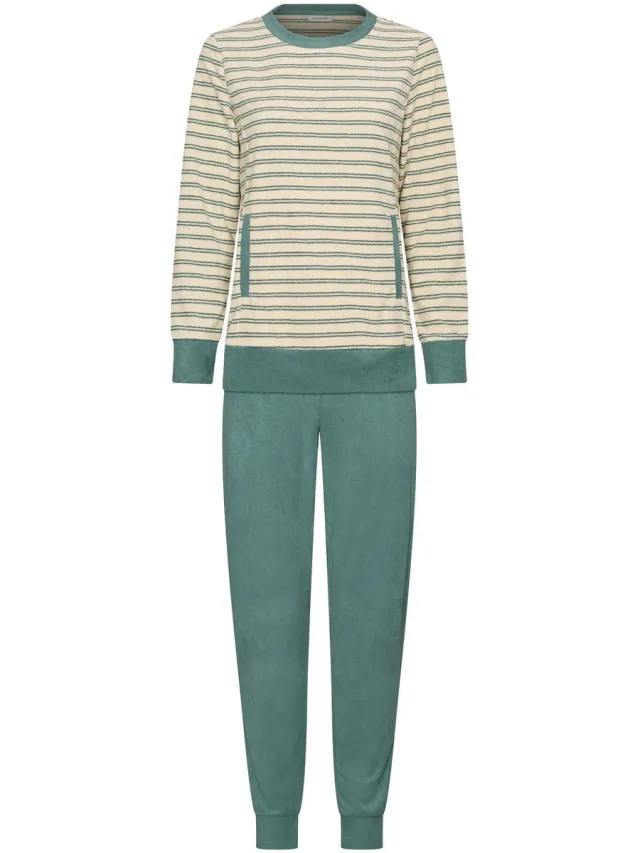 Pastunette Nordic Leaf - Pyjama - Badstof - Creme/Groen